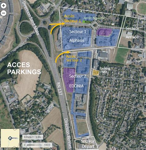 Plan des parkings surveillés autour des lieux de l'événement