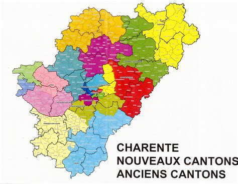 Carte de la Charente avec les zones d'intervention des paysagistes