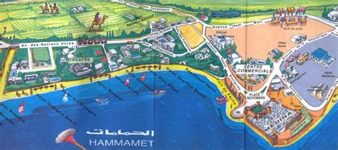 Plan de localisation d'Hammamet et de ses zones touristiques