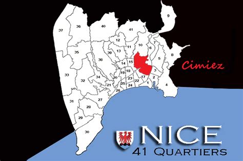 Carte du quartier de Cimiez à Nice avec les points d'intérêt