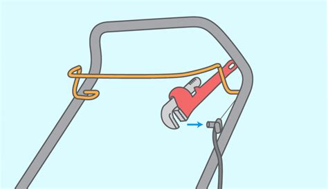 Illustration montrant les points de fixation du câble de traction sur le guidon et le châssis