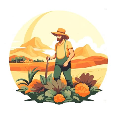 Illustration d'un agriculteur épandant du compost sur un champ