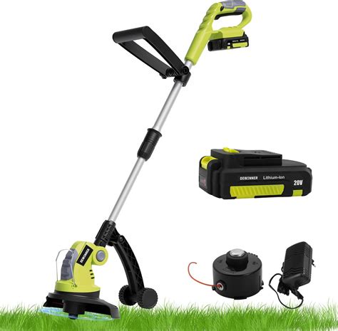 Une gamme d'outils de jardin sans fil fonctionnant sur batterie, tels qu'une tondeuse, une débroussailleuse et un taille-haie.