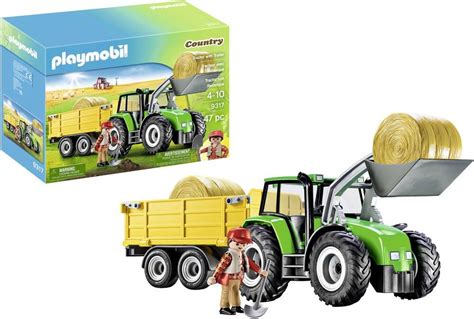 Illustration d'un camion Playmobil avec remorque et tracteur tondeuse