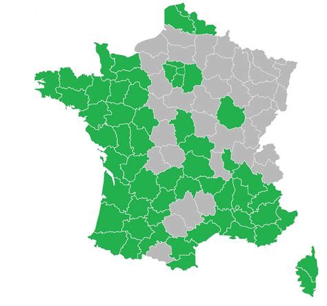 Carte de répartition du Laurier Cerise en France