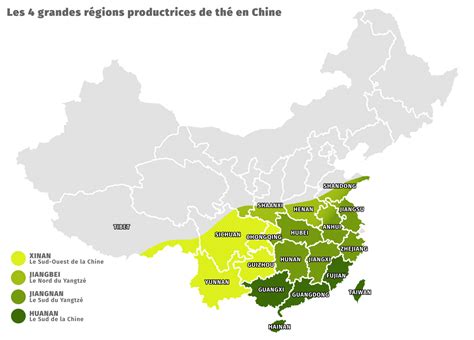carte schématique des zones de culture du prunier en Chine