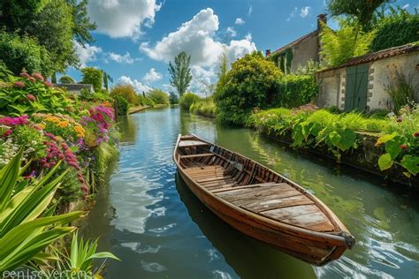 Paysage du Marais Poitevin avec ses canaux et sa végétation