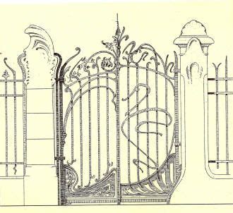 Exemple de ferronnerie Art Nouveau avec motifs floraux