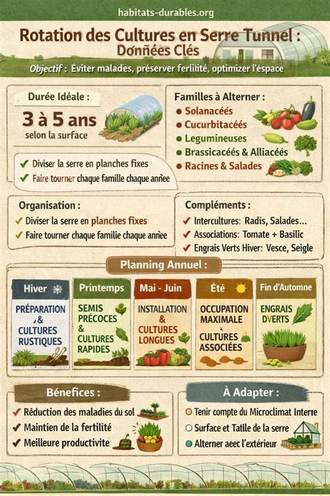 Schéma d'évolution des cultures sous serre