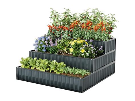 Jardinière surélevée remplie de légumes variés