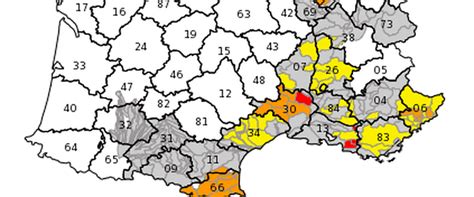 Carte des départements concernés par les restrictions de tonte