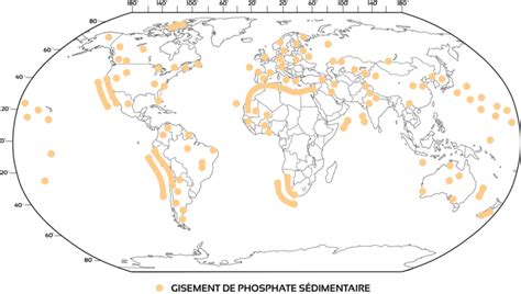 Carte mondiale des gisements de phosphates