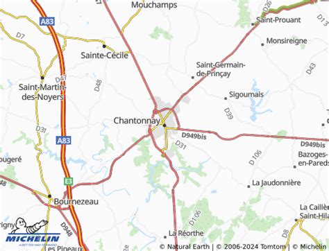 Carte de Chantonnay avec les emplacements des cabinets médicaux