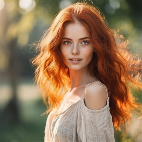 Femme aux cheveux roux lumineux