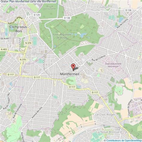 Plan de Montfermeil avec l'Avenue Chevrefeuille mise en évidence