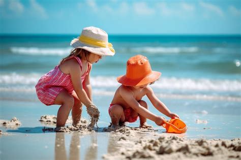 Enfants jouant sur la plage de l'Anse Figuier