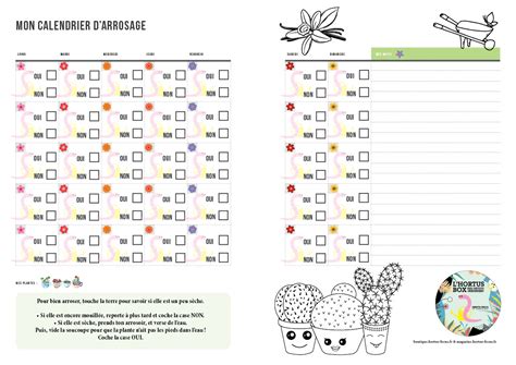 Calendrier d'arrosage saisonnier pour succulentes