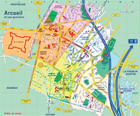 Plan d'Arcueil avec les différents jardins partagés