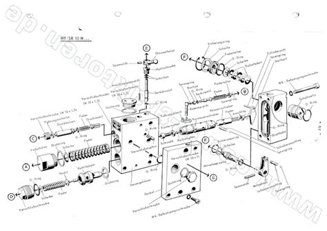 Vue éclatée d'un distributeur hydraulique de tracteur