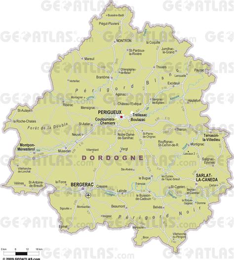 carte de la Dordogne avec Ribérac mis en évidence