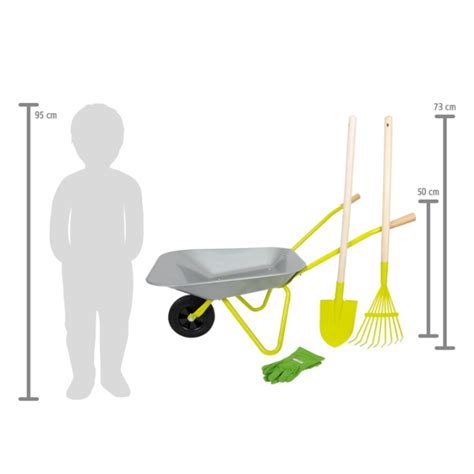 Brouette tubulaire de jardin avec divers outils