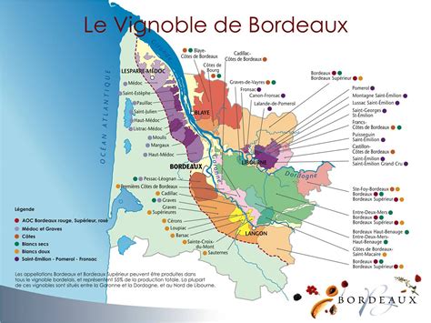 Carte des appellations viticoles de Bordeaux