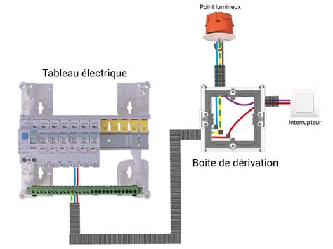 Schéma d'une boîte de dérivation étanche avec raccordements