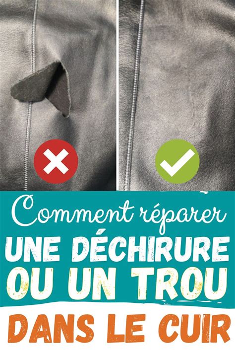 Schéma de la réparation d'une déchirure du cuir