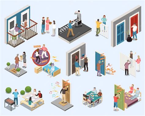 Illustration de voisins discutant amicalement