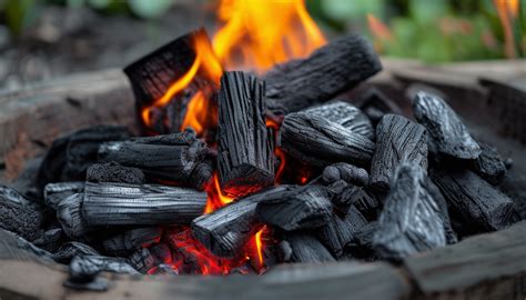 Vue rapprochée de fragments de charbon de bois mélangés à du terreau fertile