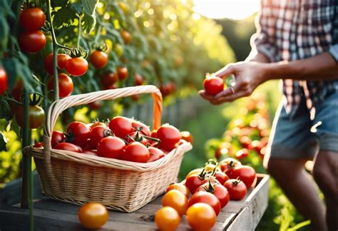 Jardinier récoltant des semences reproductibles de tomates
