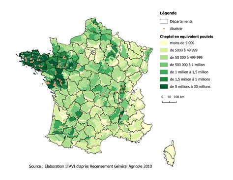 Carte de répartition géographique des différentes espèces de clématites sauvages en France