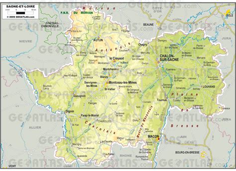 Carte de la Saône-et-Loire montrant les zones agricoles