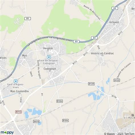 Plan de la ville de Vergèze avec indication du 22 Allée des Chèvrefeuilles