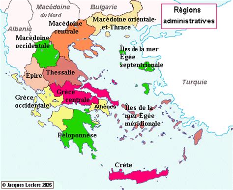 Carte des régions de production d'olives en Grèce