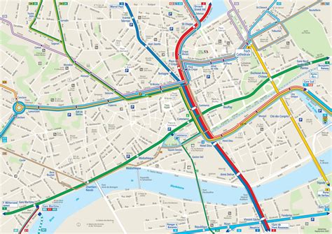 Plan de ville montrant la proximité des transports en commun et des commerces