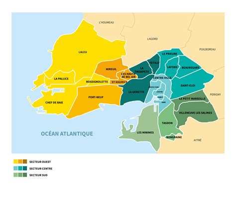 Plan de La Rochelle avec les quartiers principaux