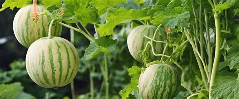 Plants de melons en pleine croissance