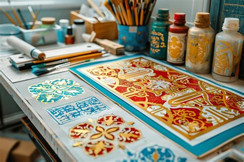 Matériel pour fabriquer un pochoir : cutter, planche, feuille
