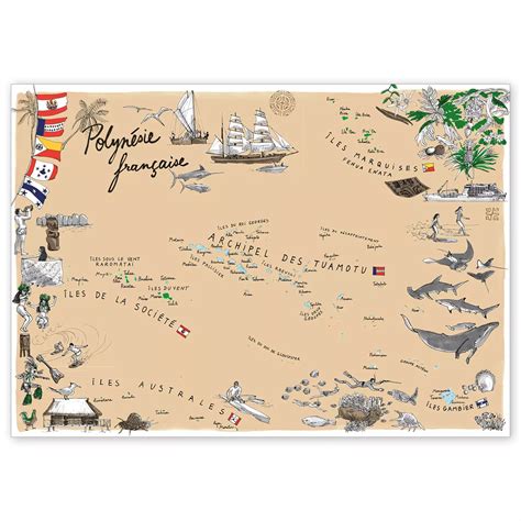 Carte ancienne de la Polynésie française