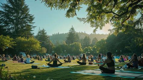 Groupe pratiquant le yoga en plein air