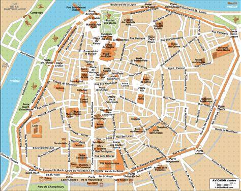 Plan du centre-ville d'Avignon