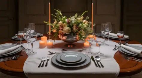 Table dressée avec des fleurs de figuier et des bougies, créant une ambiance chaleureuse