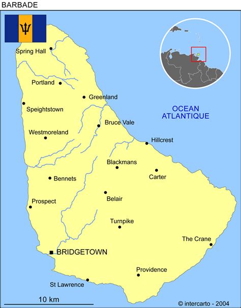 carte de la Barbade et son climat tropical