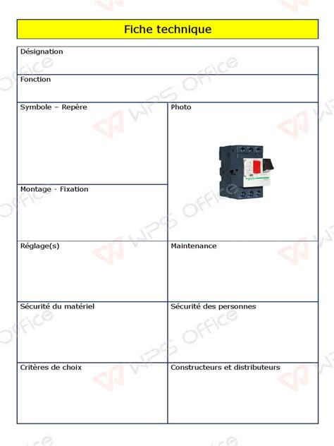 Exemple de fiche technique de lame de tondeuse