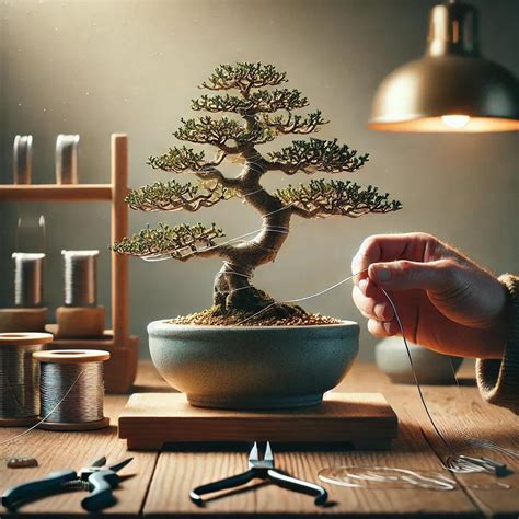 Bonsai being wired