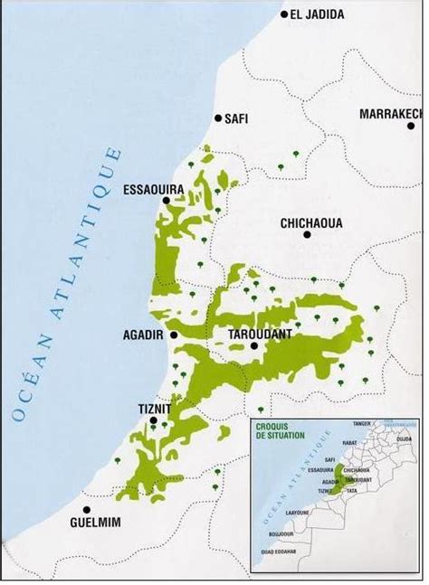 Carte de l'arganeraie au Maroc