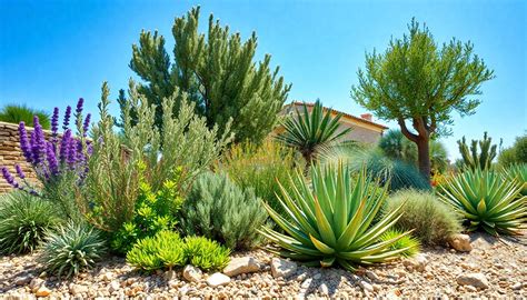 Jardin familial avec plantes résistantes à la sécheresse