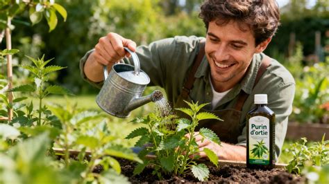 image montrant la préparation de purin d'orties dans un jardin potager