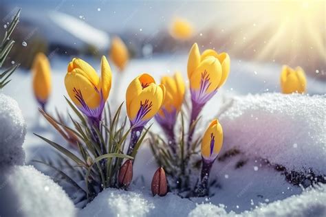 Crocus dans la neige